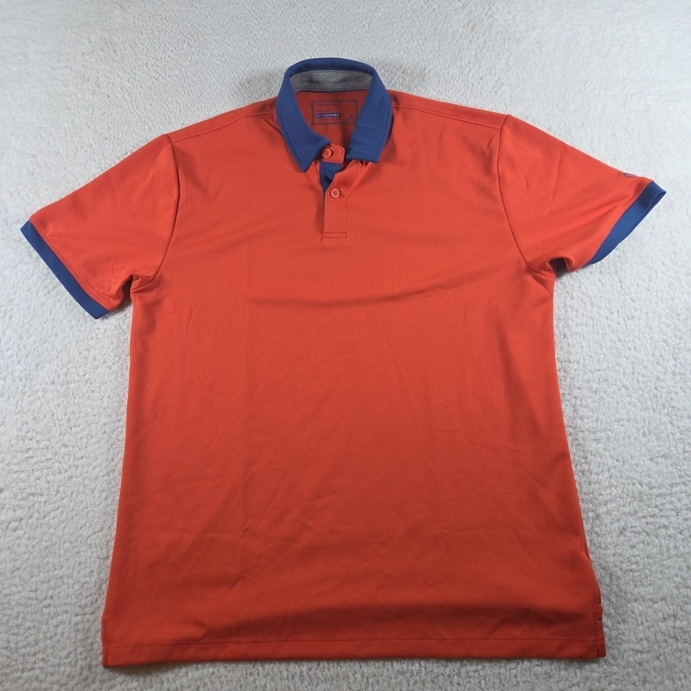Twillory Men's Orange Blue Athletic Polo Shirt Size Large Golf Athleisure